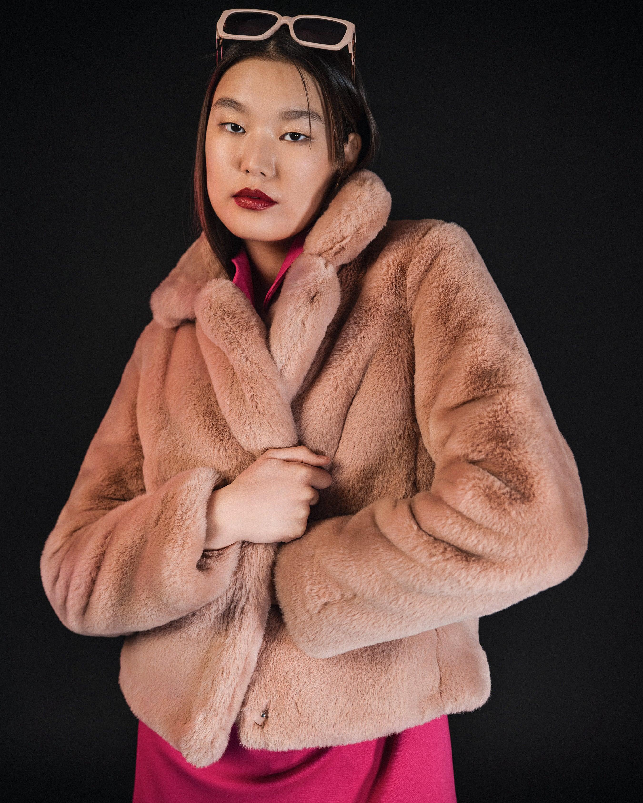 Classic Faux-Fur Coat with Notch Lapel