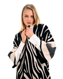 ZEBRA PRINT FRINGED CAPE