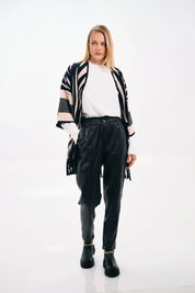 ZEBRA PRINT FRINGED CAPE - Nakhle.Ets - Cardigan