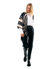 ZEBRA PRINT FRINGED CAPE