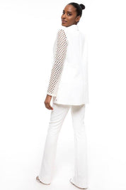 ELEGANT LACE-SLEEVE BLAZER SET
