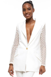 ELEGANT LACE-SLEEVE BLAZER SET