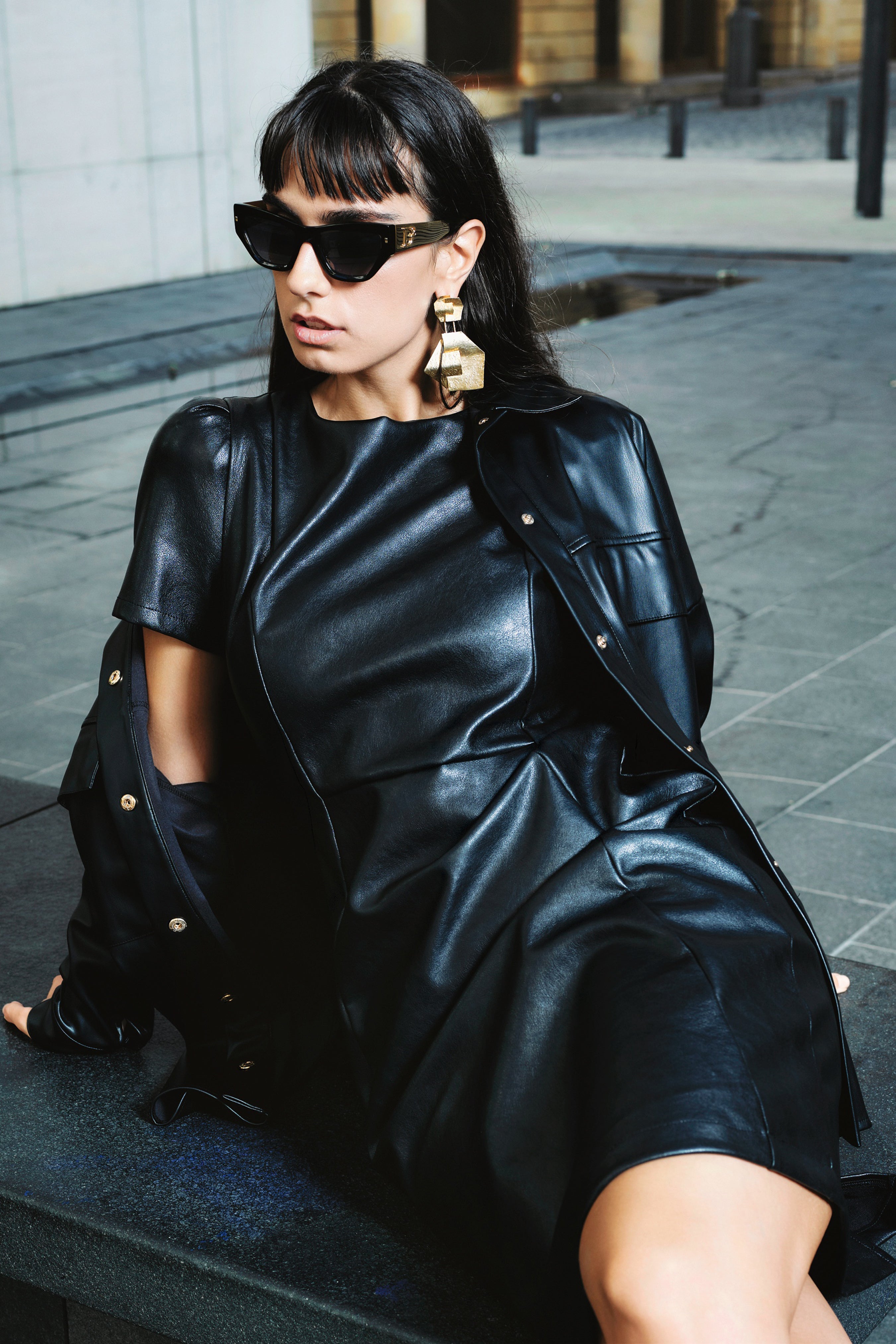 FAUX LEATHER BUTTON-UP JACKET