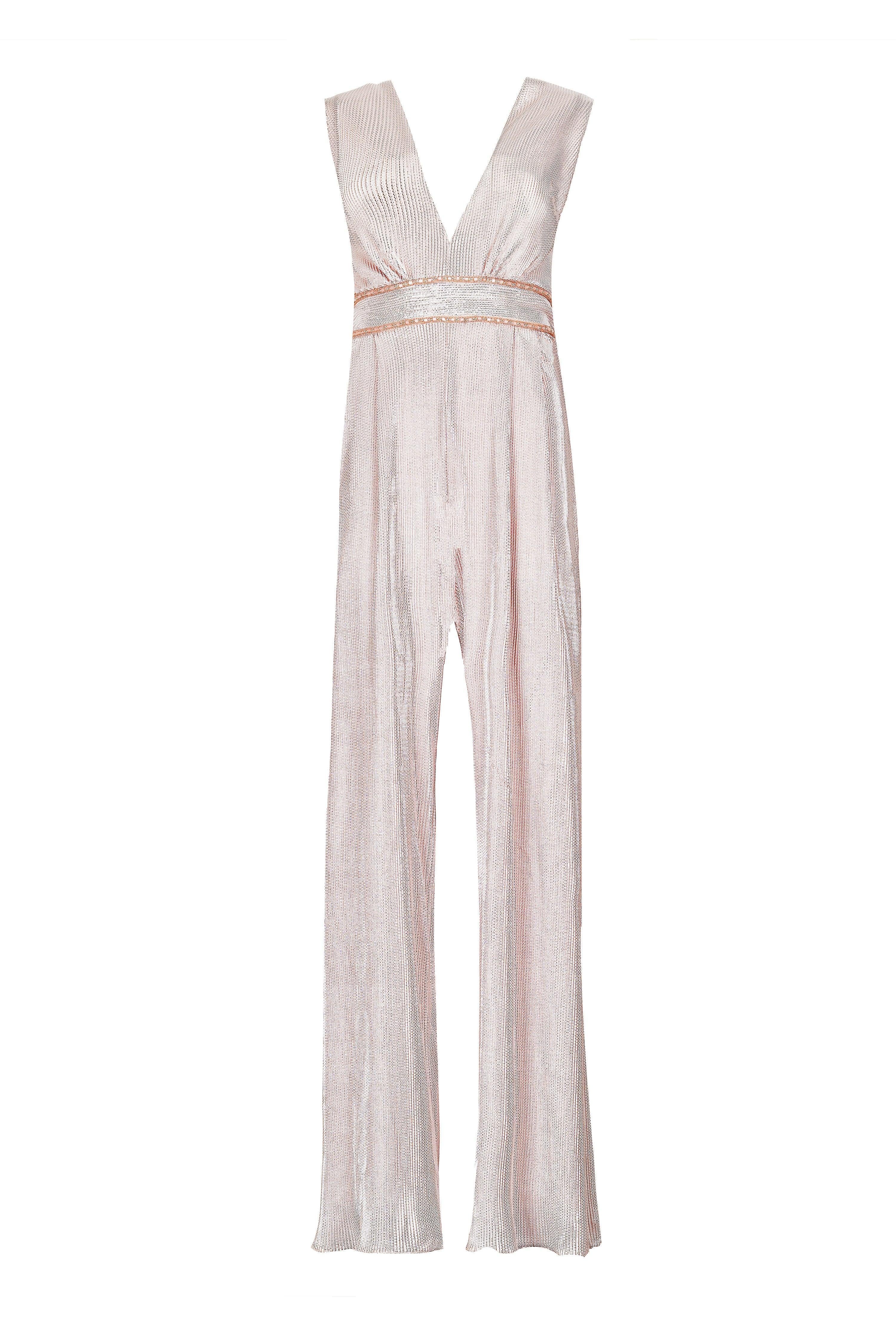 SHIMMER PLISSE JUMPSUIT