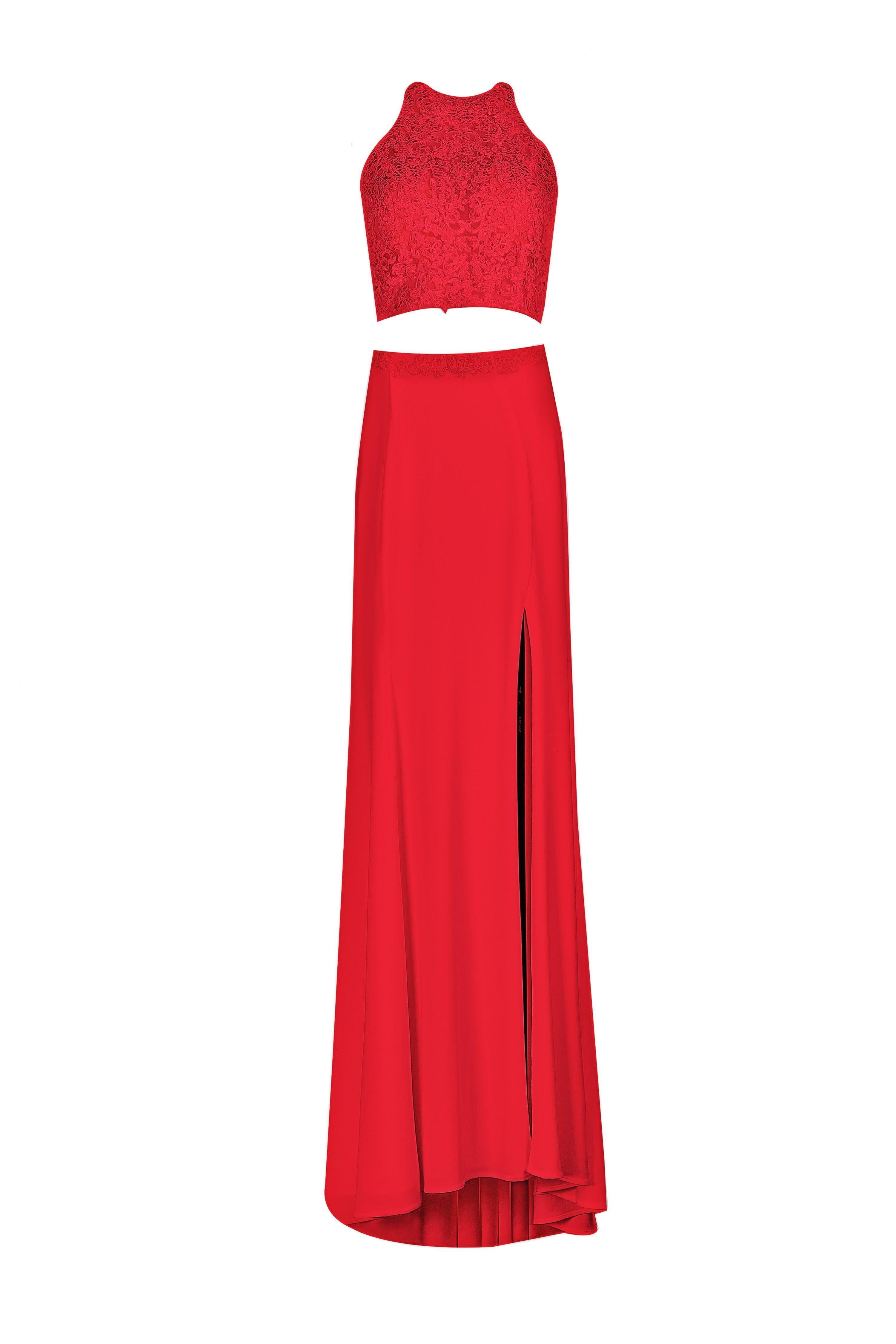 CRYSTAL EMBELLISHED TWO-PIECE GOWN