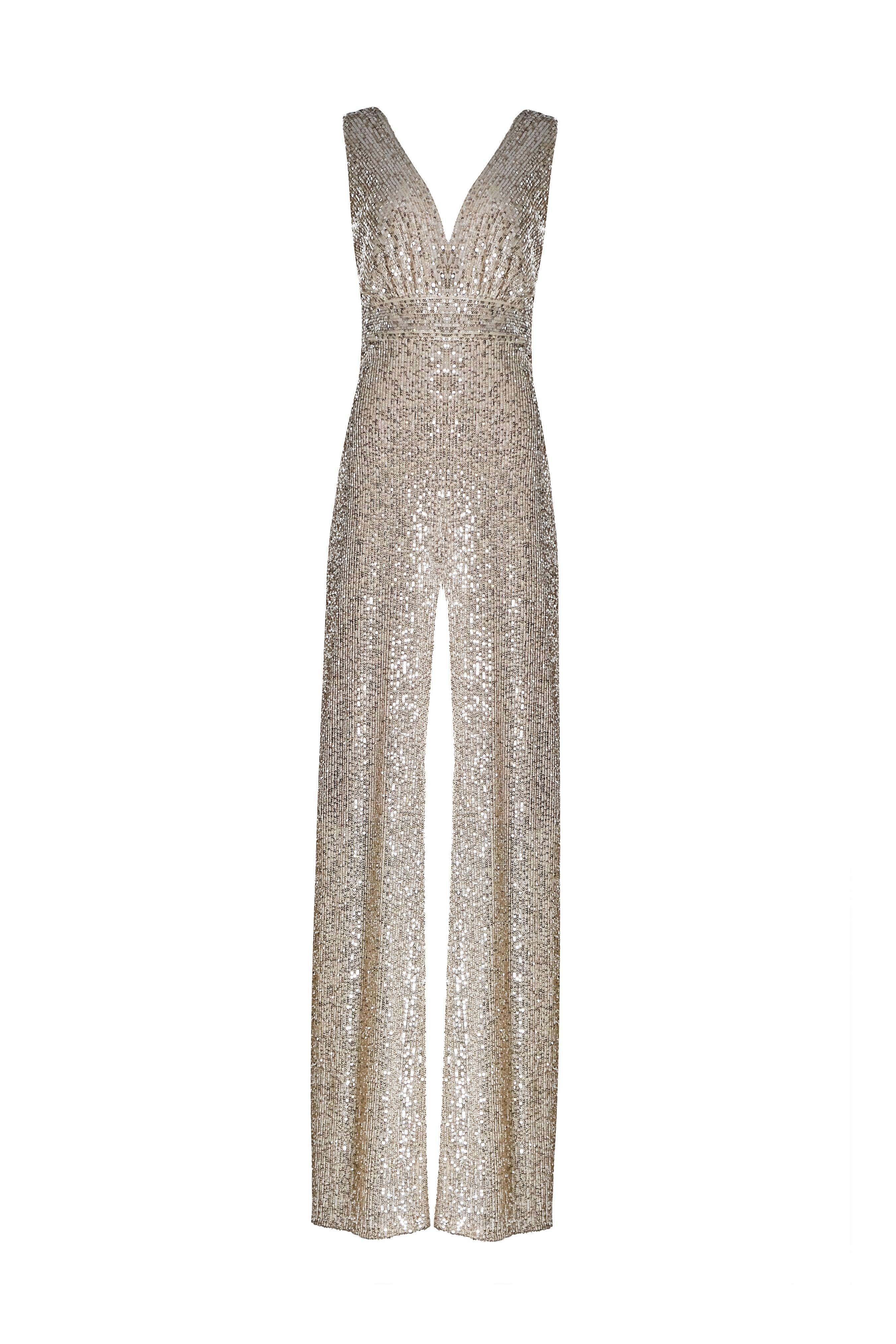 SEQUIN PLUNGE JUMPSUIT