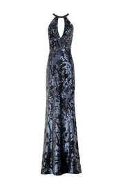 Iridescent Sequin Caged-Open-Back Dress