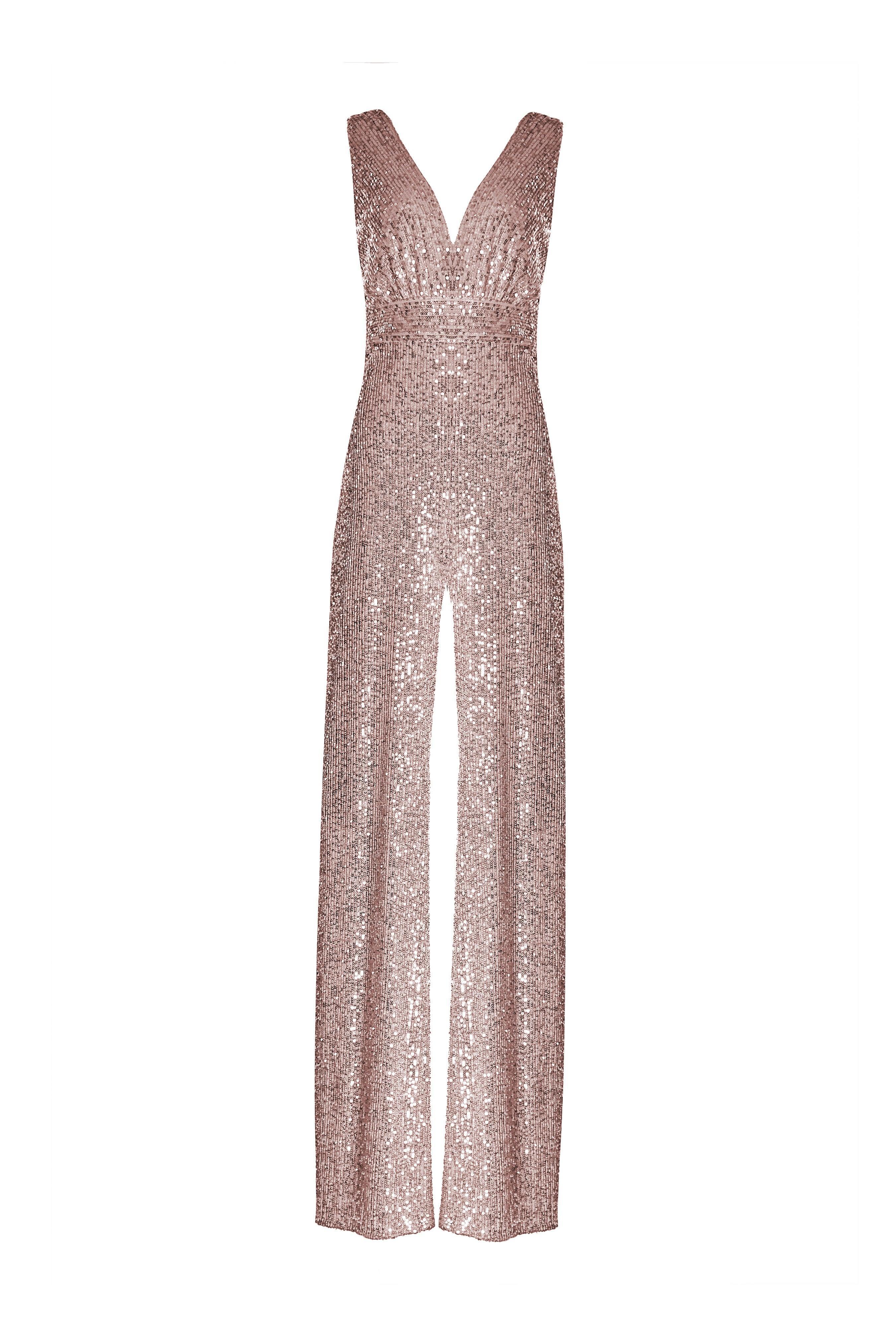 SEQUIN PLUNGE JUMPSUIT