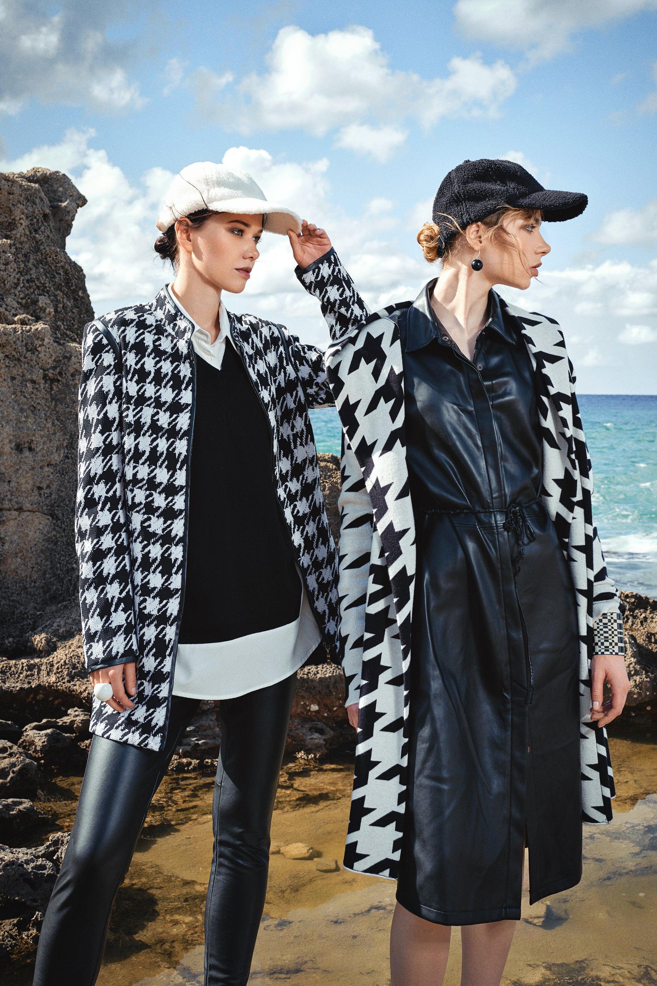 BOLD HOUNDSTOOTH CARDIGAN
