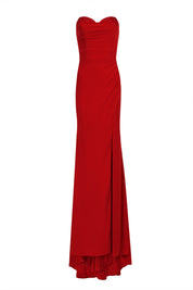 STRAPLESS RUCHED EVENING DRESS