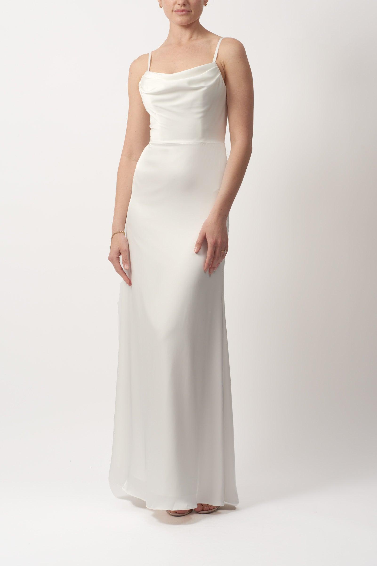 Ivory Bridal Cowl Neck Dress