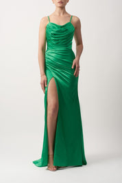 Satin Cowl Neck Dress