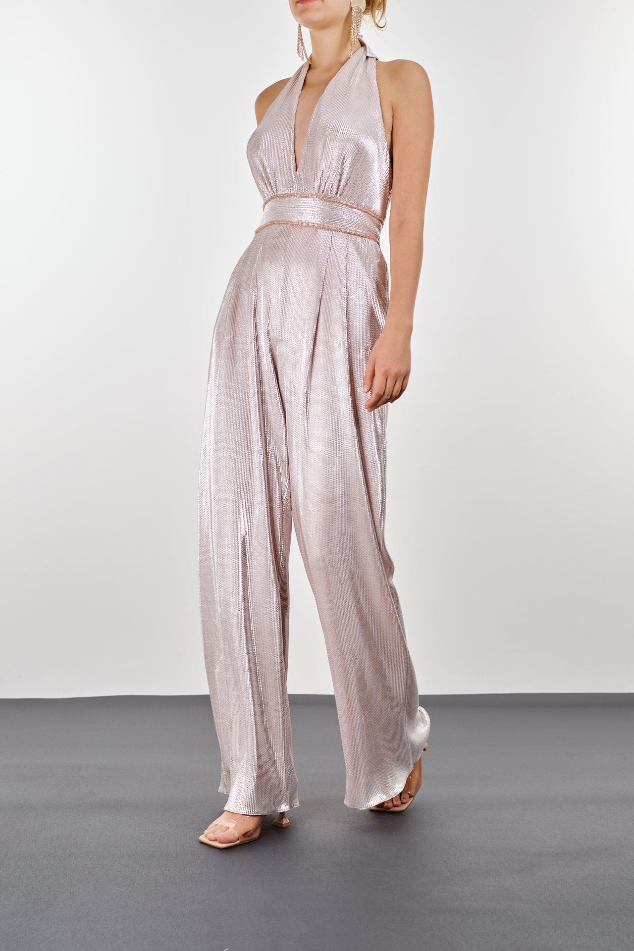 SHIMMER PLISSE JUMPSUIT