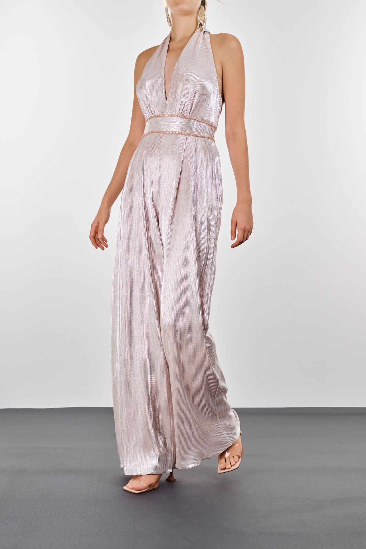 SHIMMER PLISSE JUMPSUIT