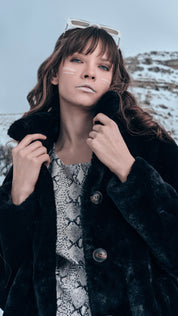 CLASSIC BLACK FAUX FUR COAT
