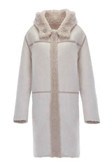 BEIGE TEDDY HOODED COAT