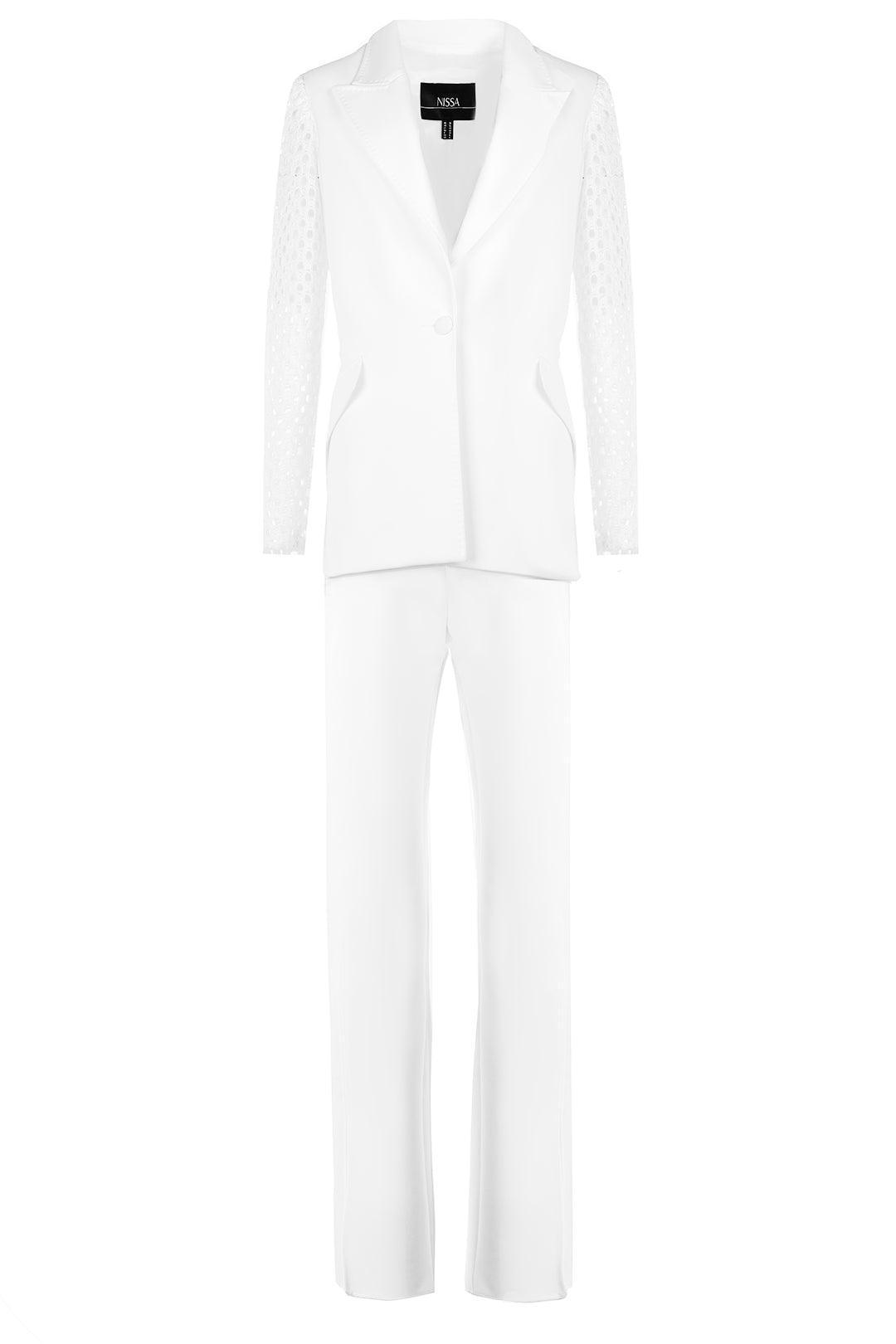 ELEGANT LACE-SLEEVE BLAZER SET
