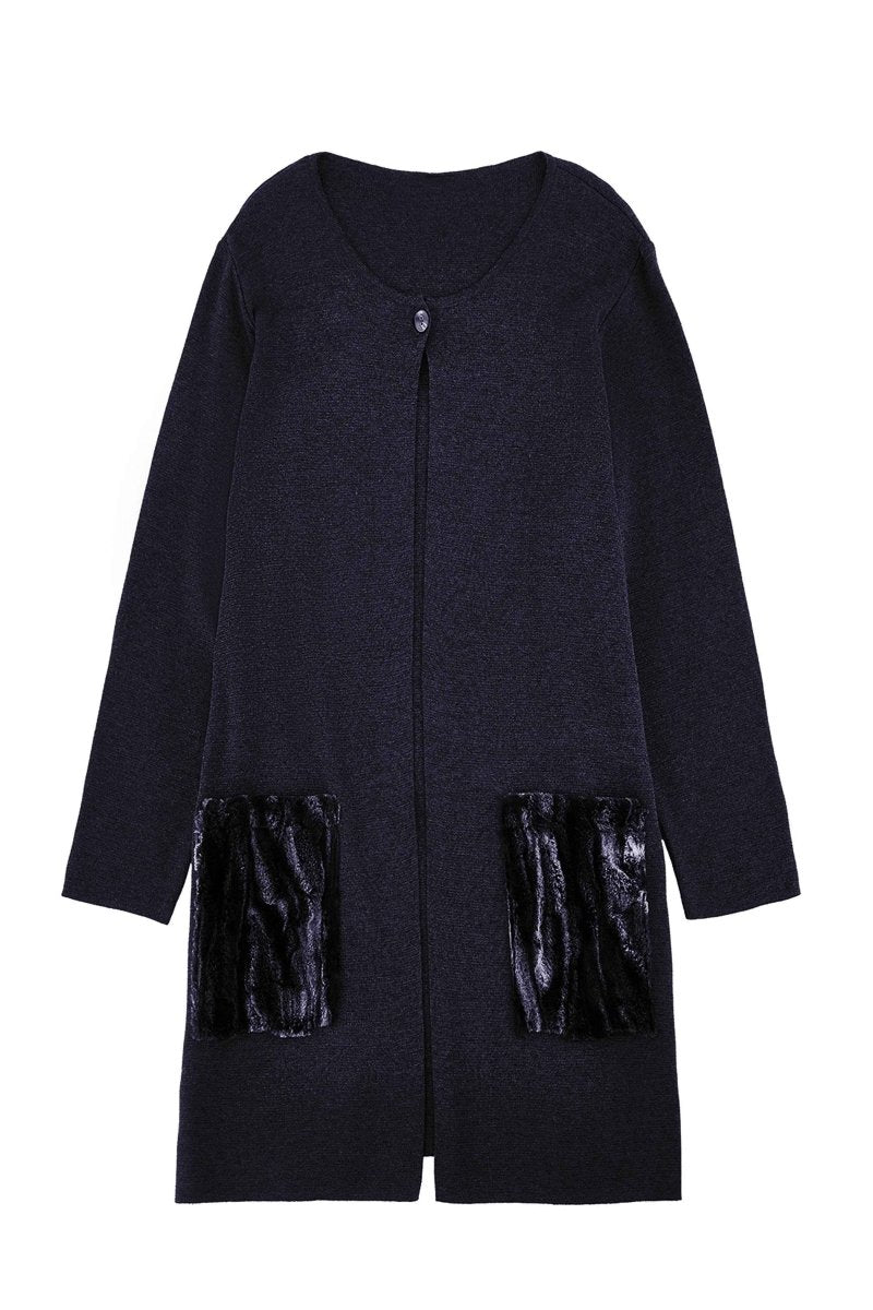 FAUX FUR POCKET CARDIGAN - Nakhle.Ets - Jackets