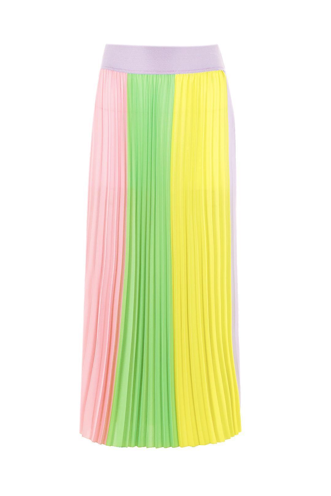 PLEATED MULTITONE MIDI SKIRT
