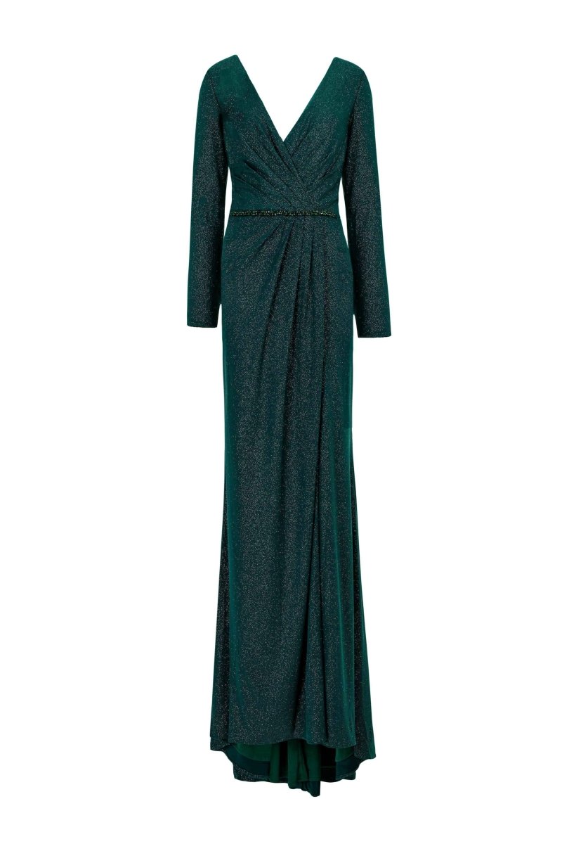LONG - SLEEVE GLITTER WRAP GOWN - Nakhle.Ets - Dresses