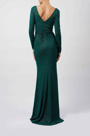 LONG - SLEEVE GLITTER WRAP GOWN - Nakhle.Ets - Dresses