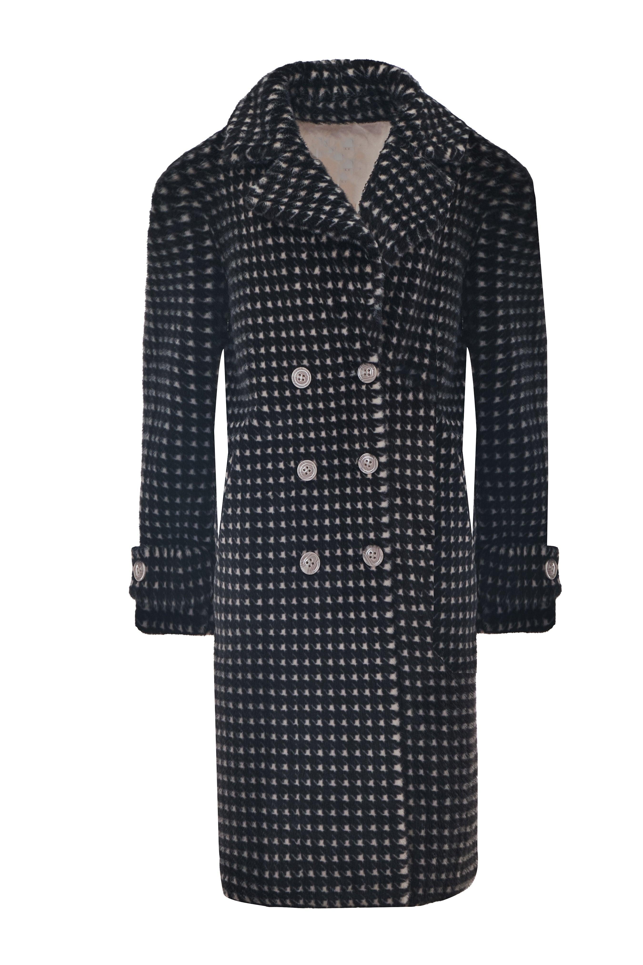 HOUNDSTOOTH DOUBLE-BREASTED COAT