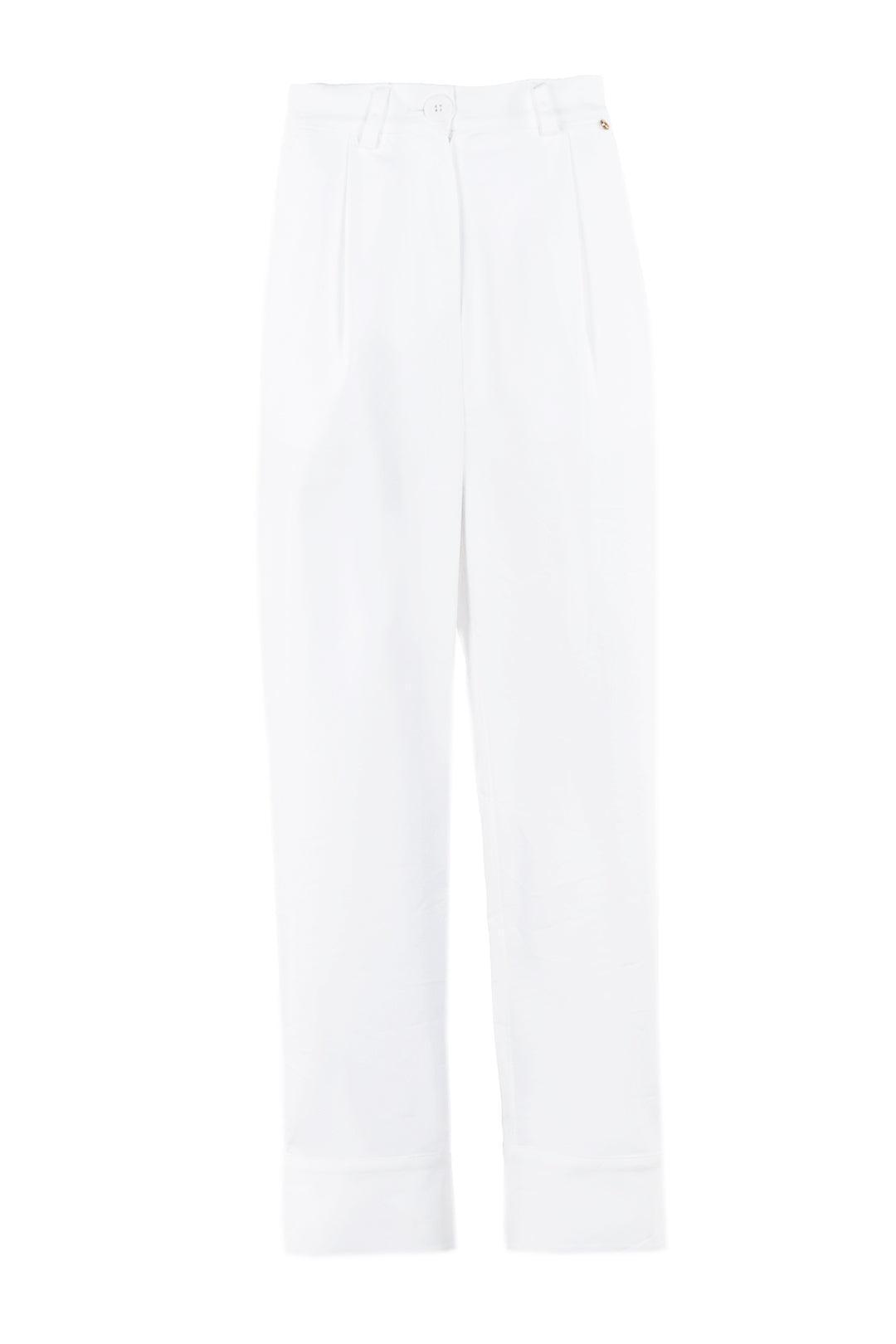 HIGH-WAISTED CUFFED TAILORED TROUSERS