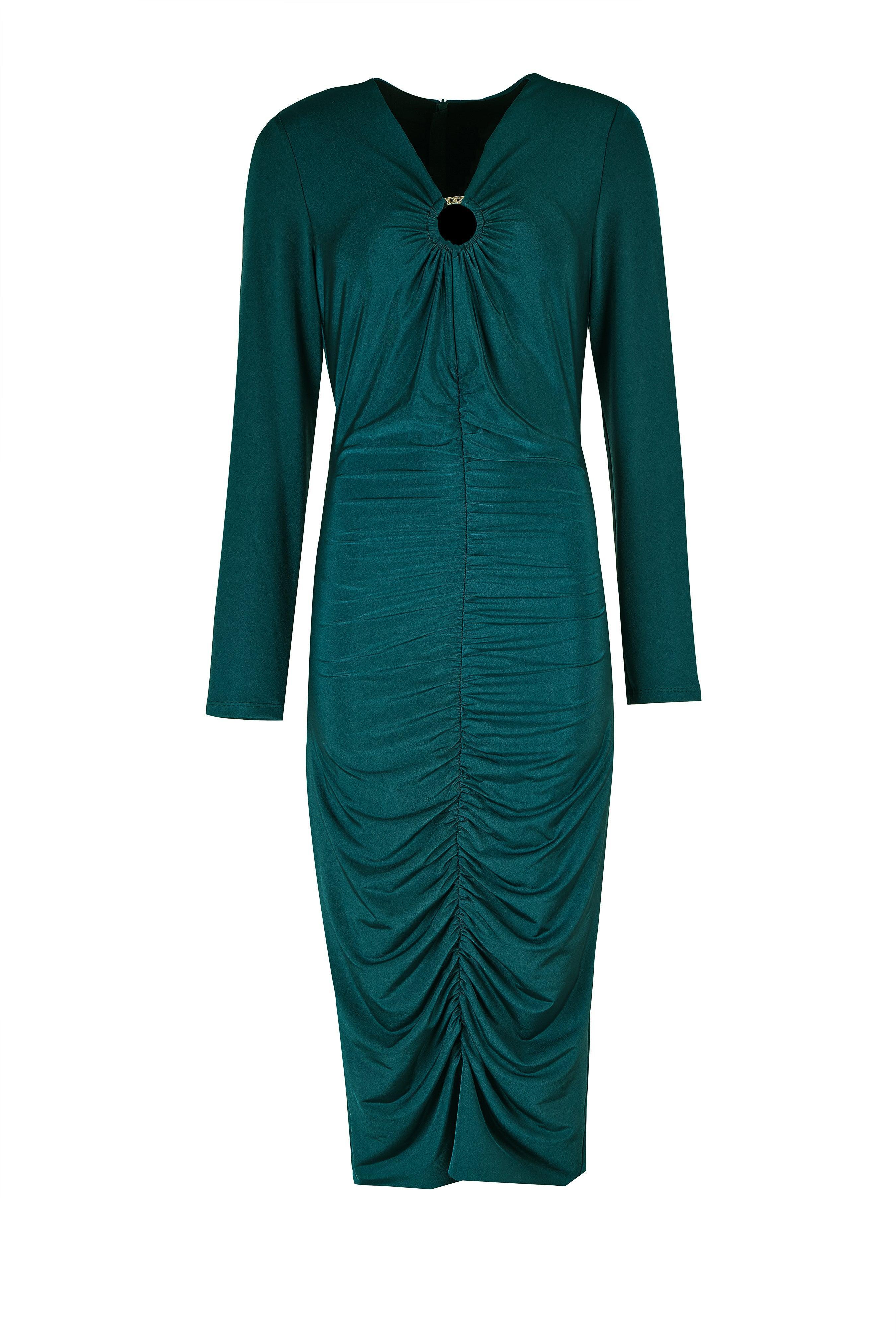 GATHERED RING DETAIL BODYCON DRESS