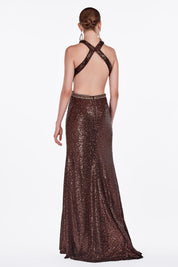 Exotic Halter Sequin Dress