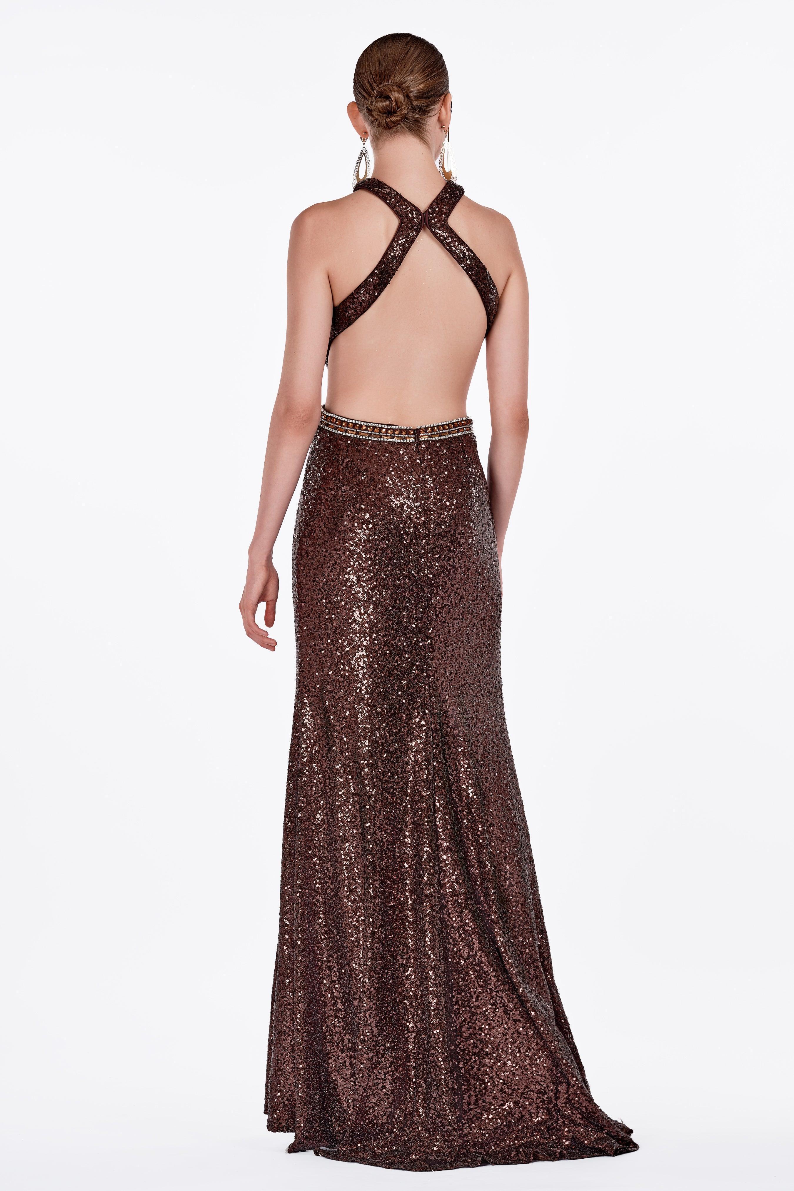 Exotic Halter Sequin Dress