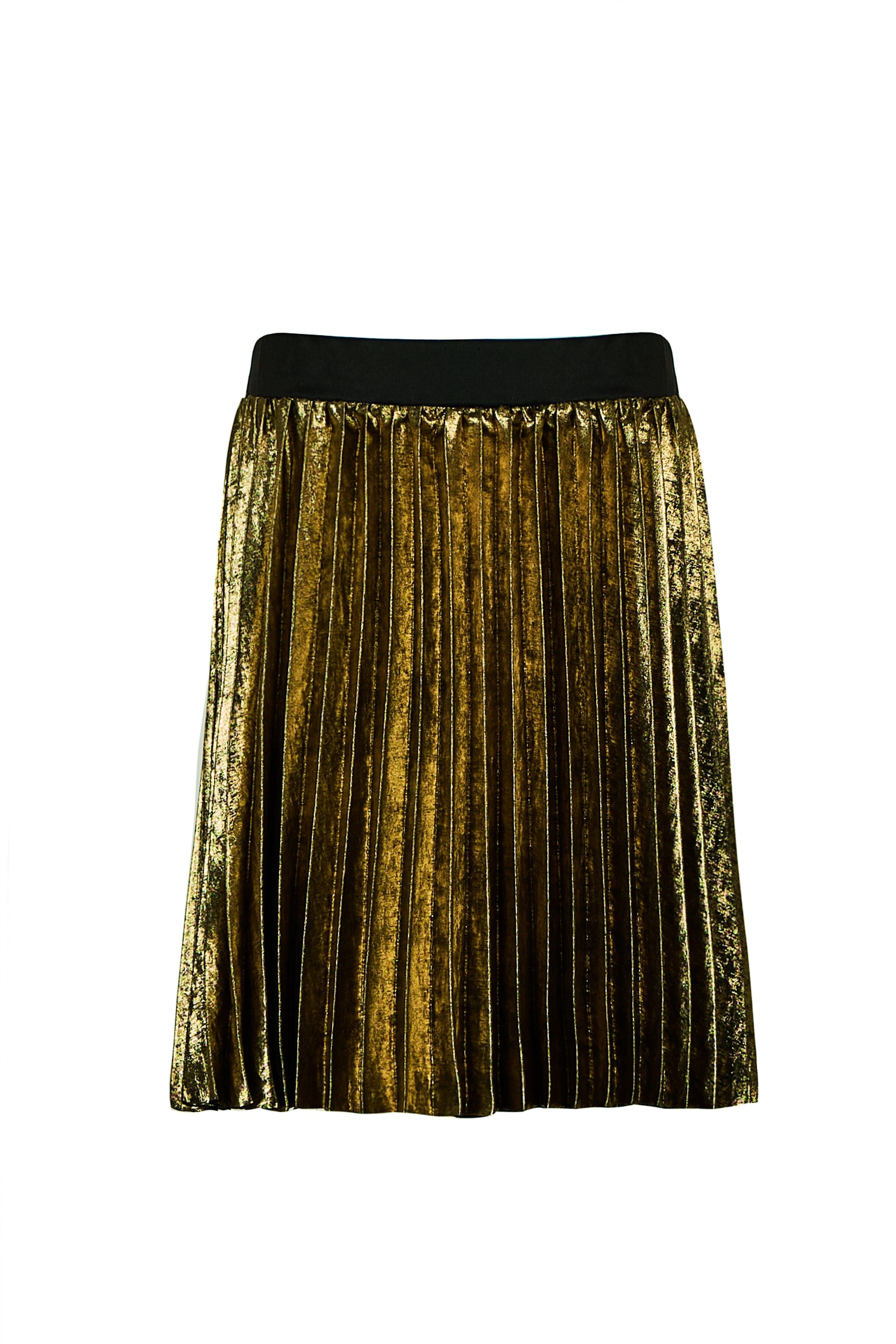 PLEATED METALLIC SKIRT