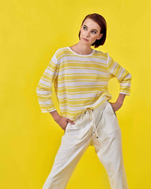STRIPED TEXTURED KNIT BLOUSE