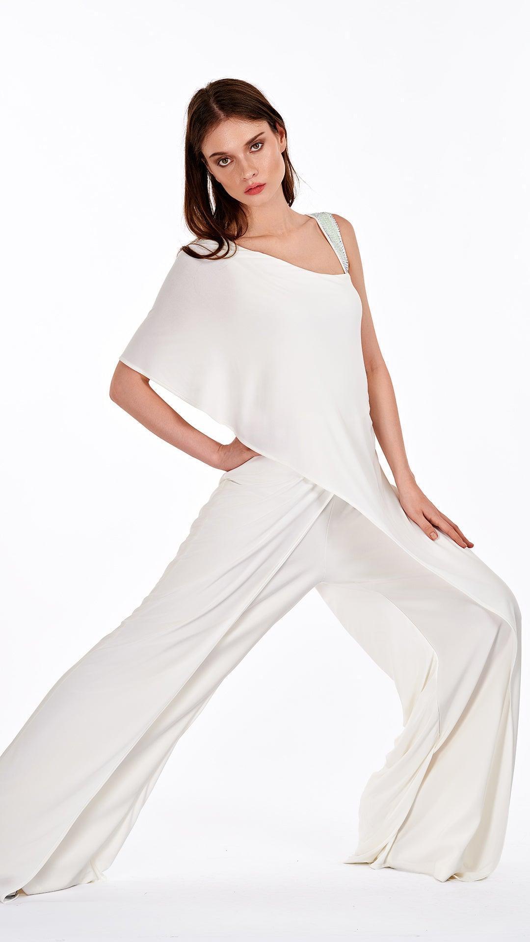 ASYMMETRIC DRAPED JUMPSUIT